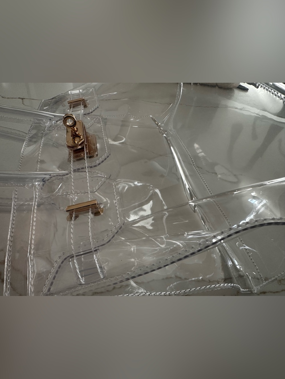 Boatkin Clear Jelly Transparent Tote Bag with Gold Hardware - Picture 10 of 12